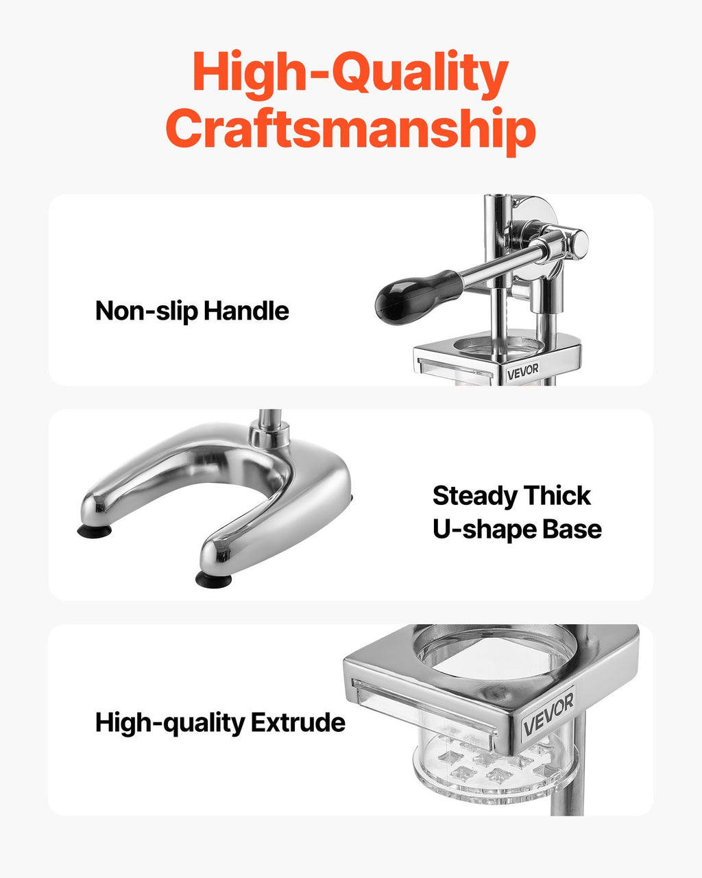 Manual Long French Fries Squeezer Stainless Steel Mashed Potato Extruder