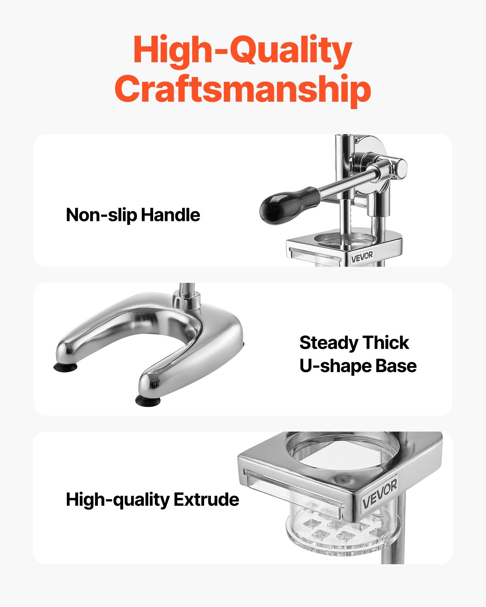 Manual Long French Fries Squeezer Stainless Steel Mashed Potato Extruder