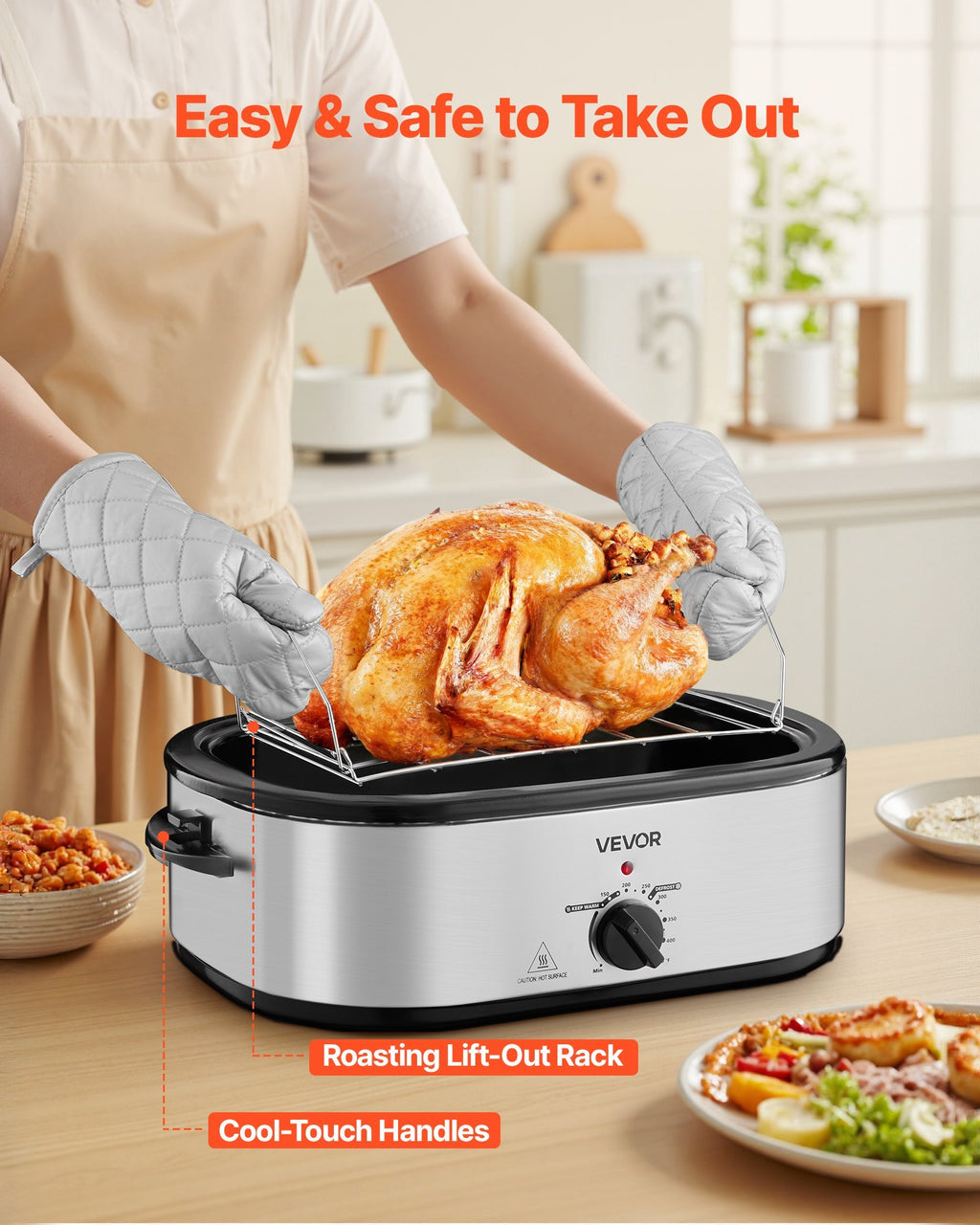 Electric Roaster Oven 20QT Electric Roasting Pan With Self-Basting Lid