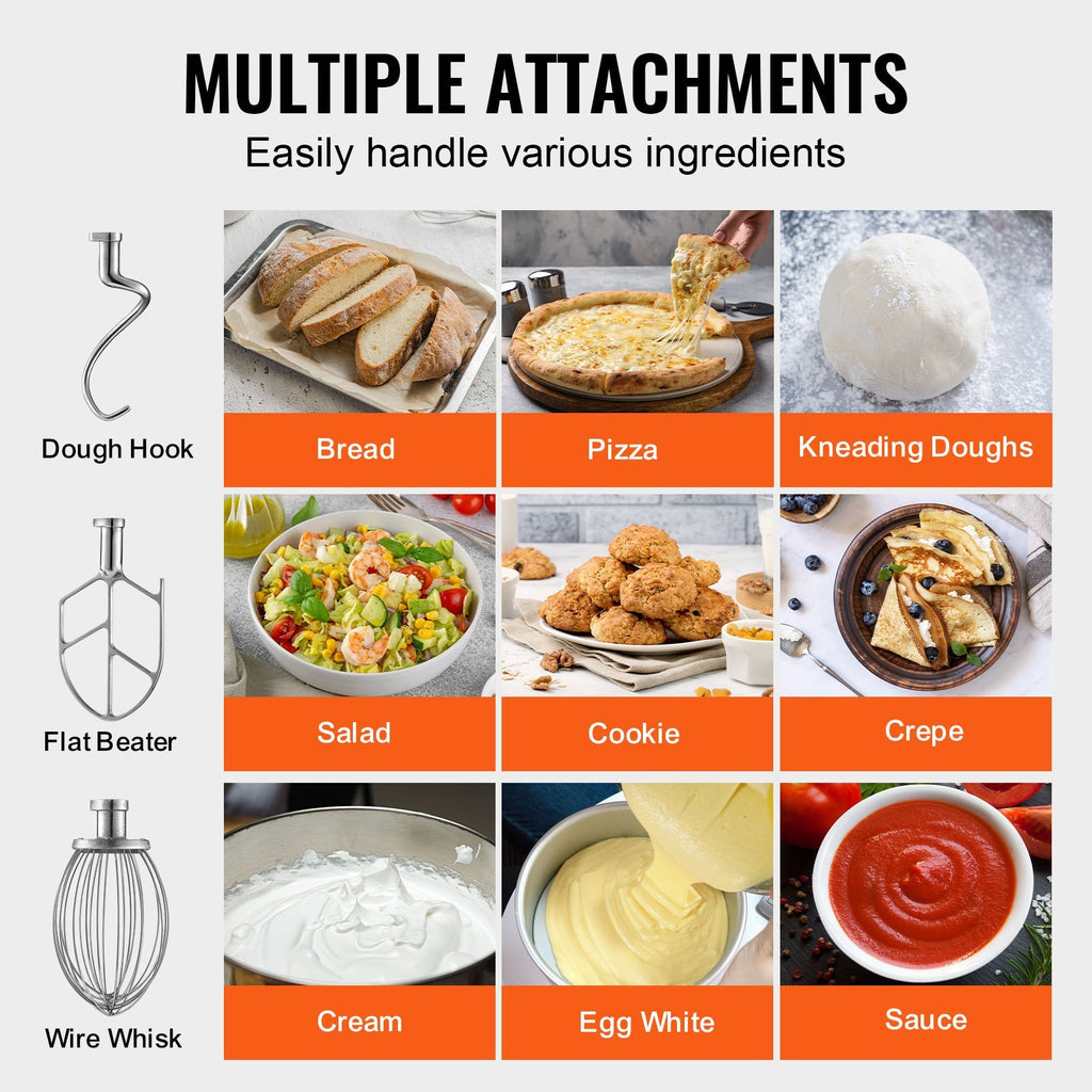 Commercial Food Mixer 10L 3-Speed Stand Dough Mixer 550W For Restaurant