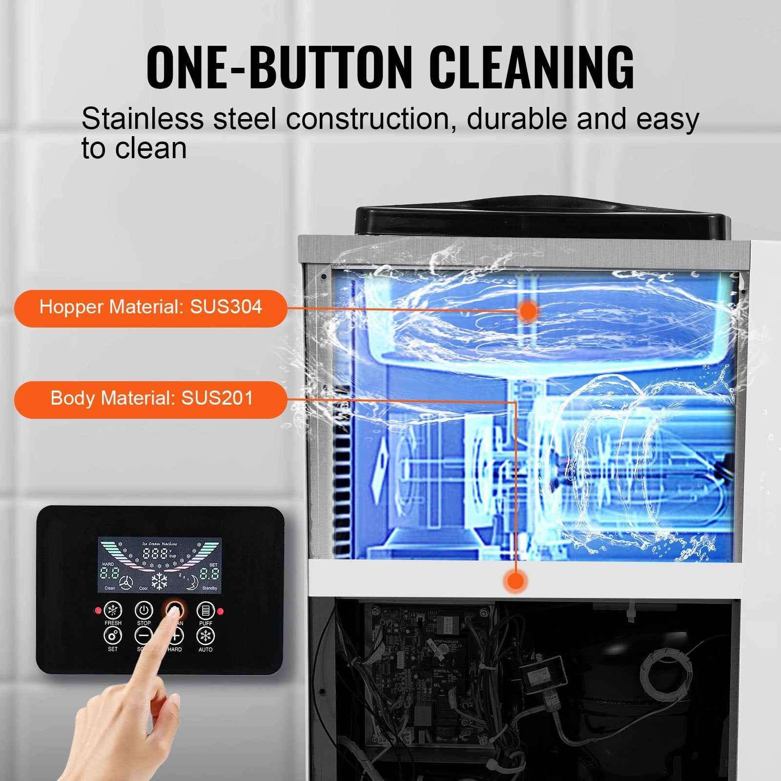 Commercial Ice Cream Machine, 10.6 QT/H Yield, 1000W Single Flavor Countertop Soft Serve Ice Cream Maker, With 4L Hopper 1.6L Cylinder, LCD Panel Auto Clean Pre-cooling, For Restaurant Snack Bar