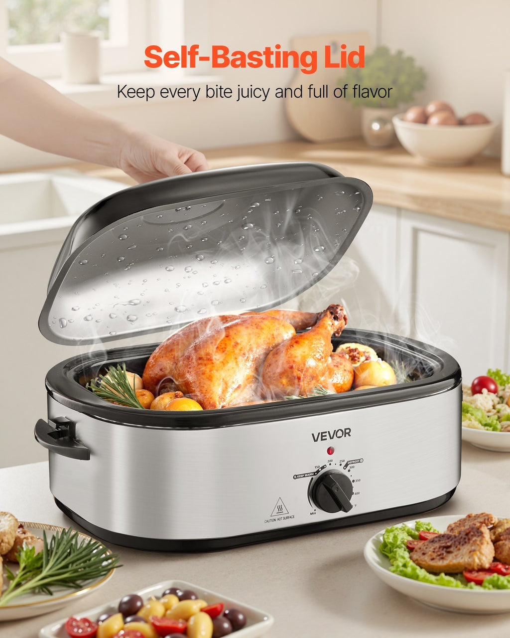 Electric Roaster Oven 20QT Electric Roasting Pan With Self-Basting Lid