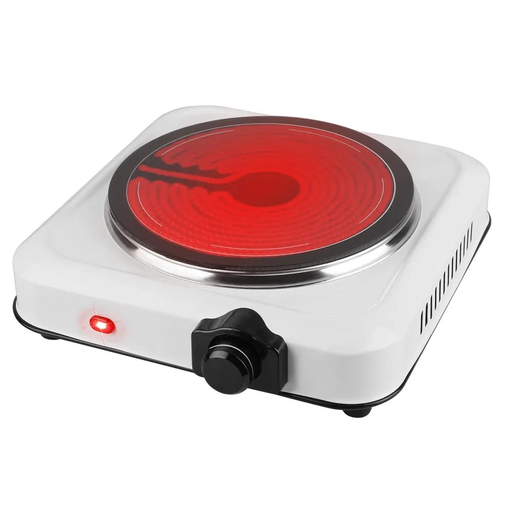 1200W Electric Infrared Single Burner Portable Heating Hot Plate Stove Countertop RV Hotplate With 7.5' Glass Cooktop Stepless Temperature Adjustments For Home RV Camp