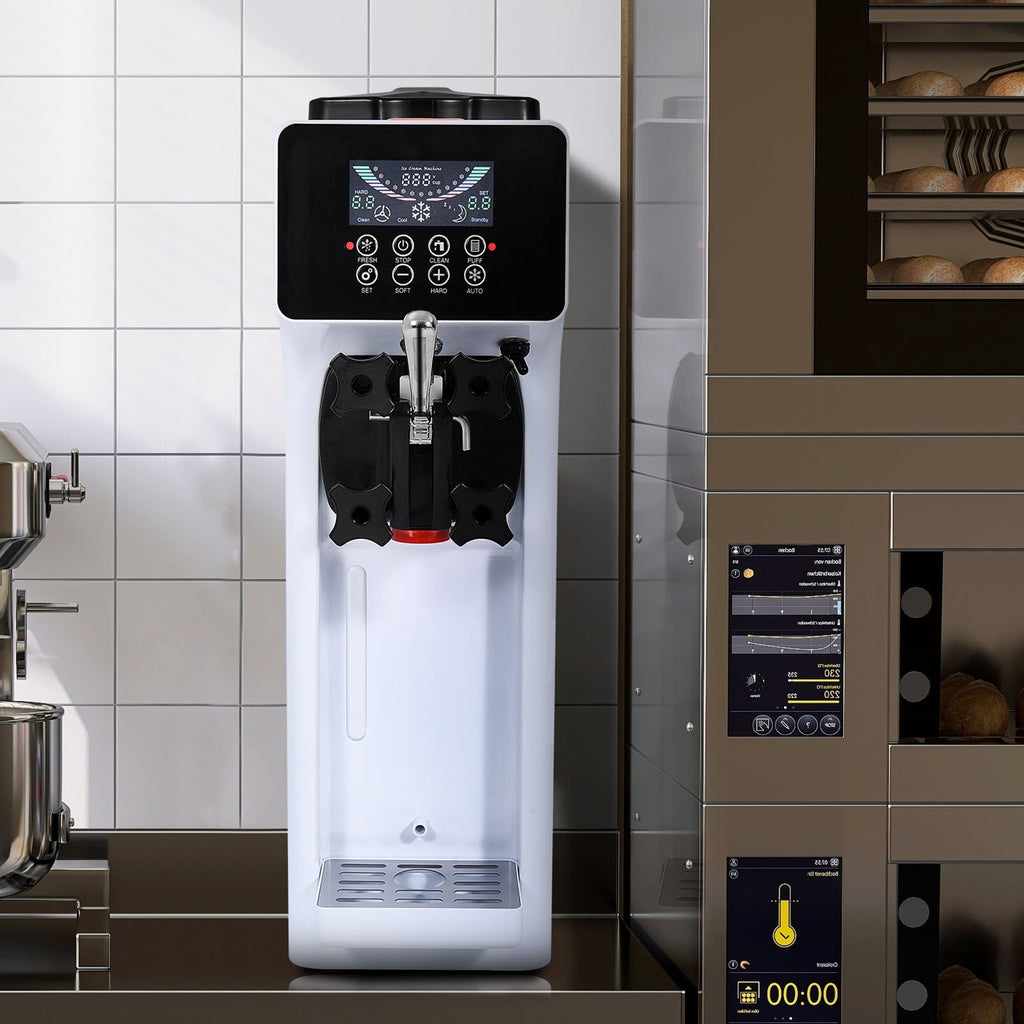 Commercial Ice Cream Machine, 10.6 QT/H Yield, 1000W Single Flavor Countertop Soft Serve Ice Cream Maker, With 4L Hopper 1.6L Cylinder, LCD Panel Auto Clean Pre-cooling, For Restaurant Snack Bar