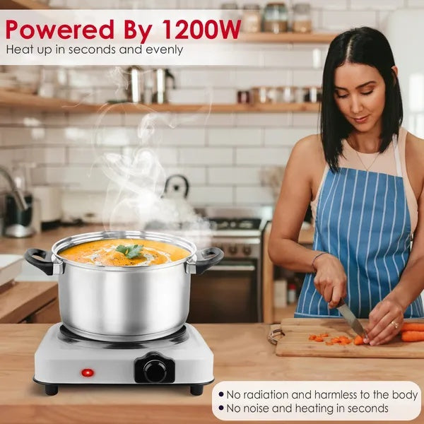 1200W Electric Infrared Single Burner Portable Heating Hot Plate Stove Countertop RV Hotplate With 7.5' Glass Cooktop Stepless Temperature Adjustments For Home RV Camp