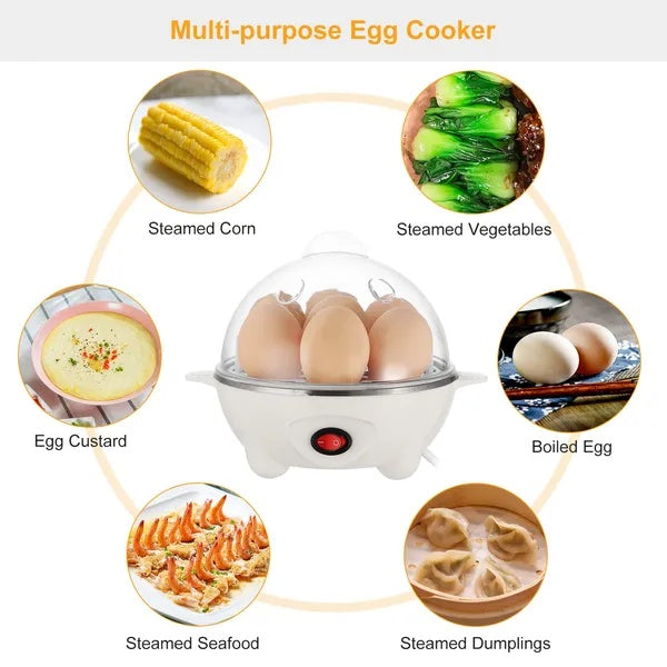 Electric Egg Cooker 7-Capacity BPA-Free Hard-Boiled Egg Maker W/ Auto-Off Measuring Cup