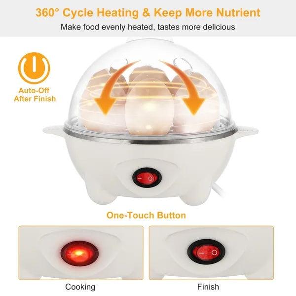Electric Egg Cooker 7-Capacity BPA-Free Hard-Boiled Egg Maker W/ Auto-Off Measuring Cup