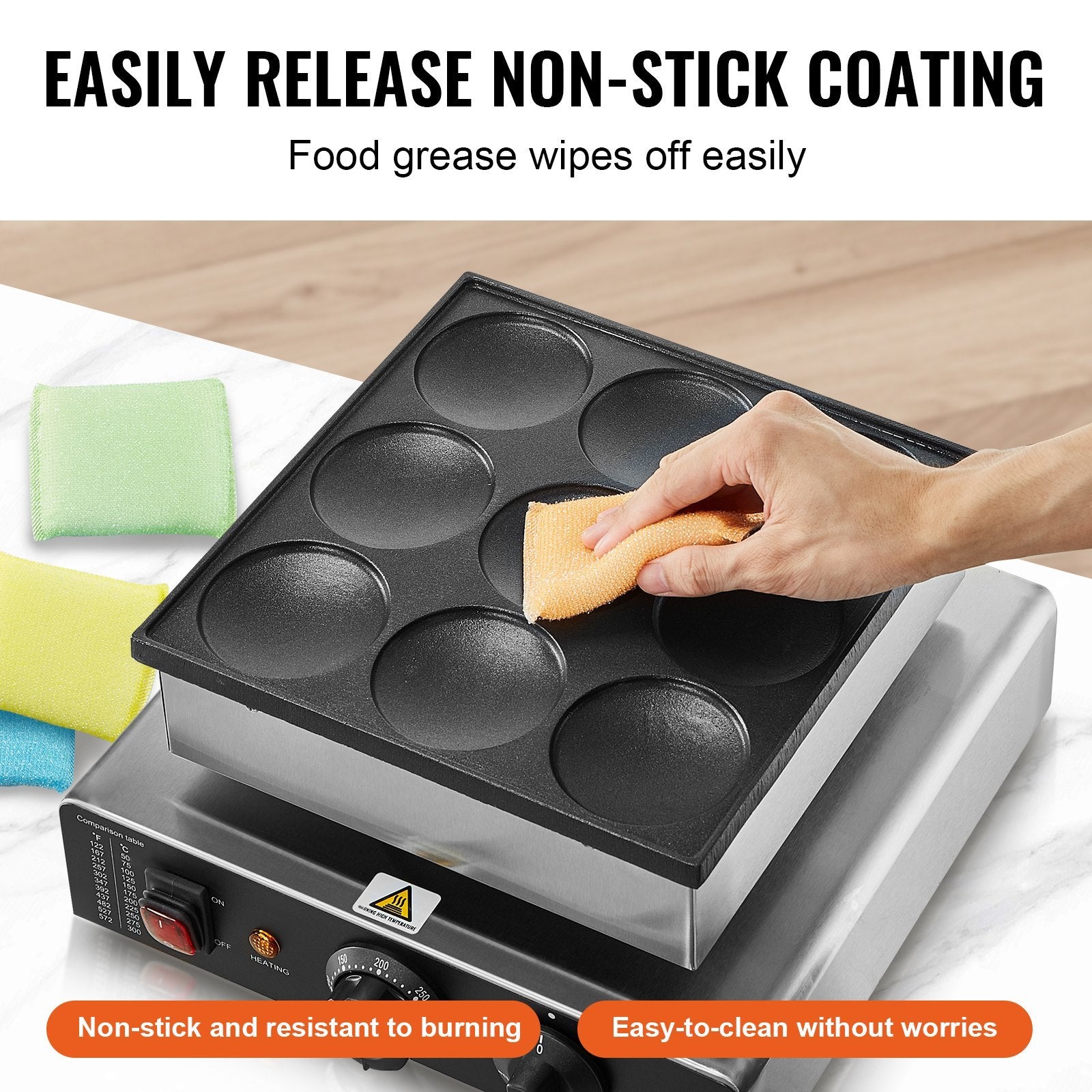 9PCS 76mm Dutch Pancake Maker Commercial Dorayaki Baker 850W Non-stick