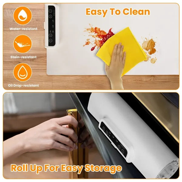 Electric Warming Tray Smart Food Warmer Roll Up Heating Pad With Adjustable Temperature Control 3 Auto Timer Settings