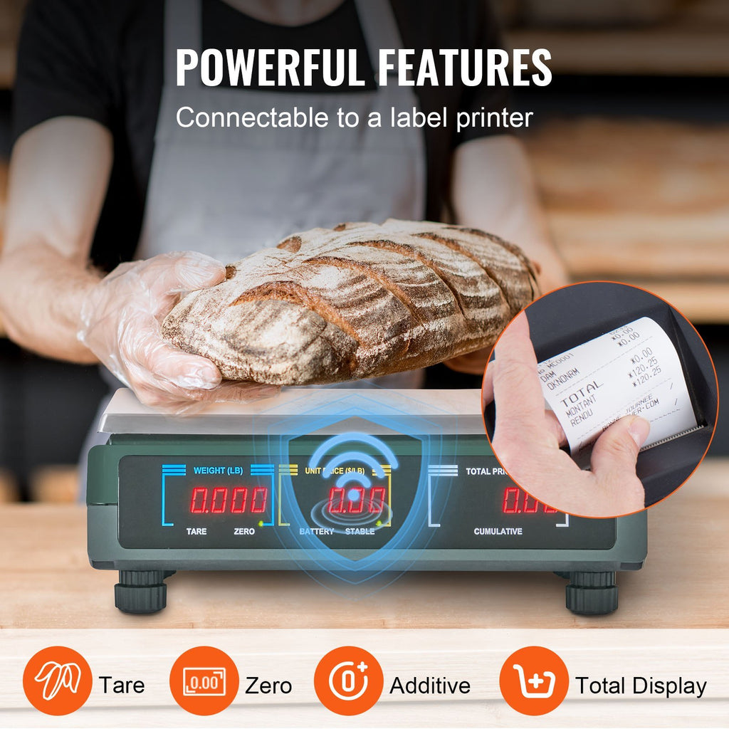 Electronic Price Computing Scale, 66 LB Digital Deli Weight Scales, LED Digital Commercial Food Fruit Meat Produce Counting Weight, For Retail Outlet Store, Kitchen, Restaurant Market, Farmer