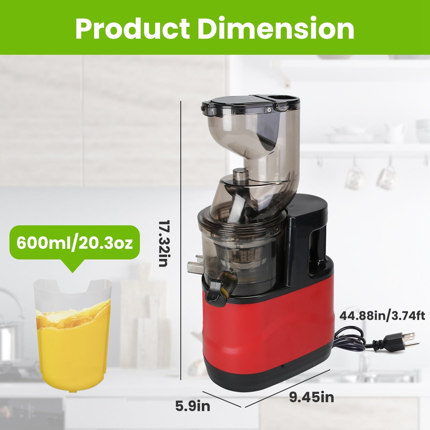 1Pc Cold Press Juicer Machine 300W Electric Slow Masticating Juicer For Whole Vegetable And Fruit With Reverse Function 2 Containers Cleaning Brush Clear Marks Easy Cleaning Fedex Shipping