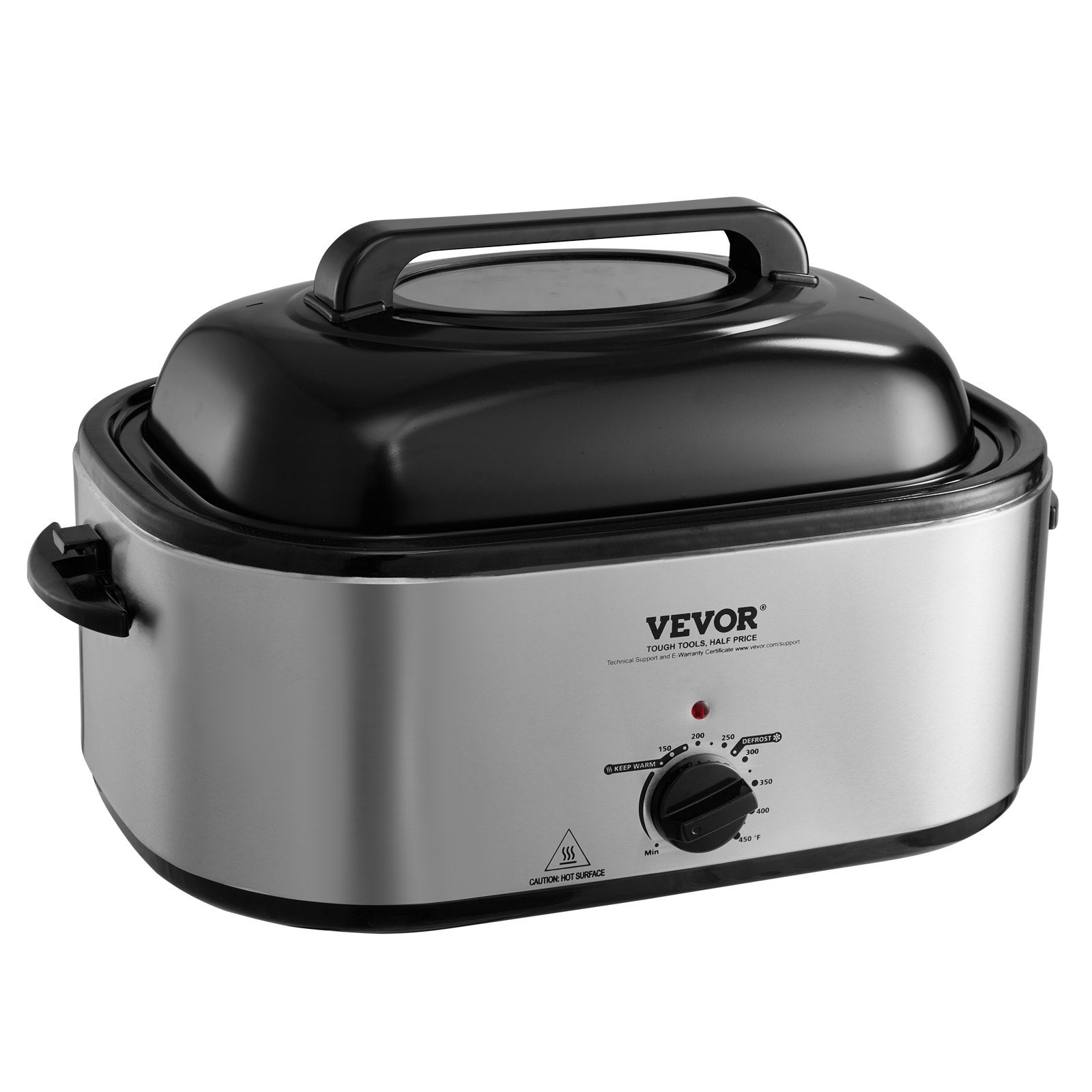 Electric Roaster Oven, 24 QT Turkey Roaster Oven With Self-Basting Lid, 1450W Roaster Oven With Defrost & Warm Function, Adjustable Temp, Removable Pan & Rack, Fits Turkeys Up To 28LBS, Silver