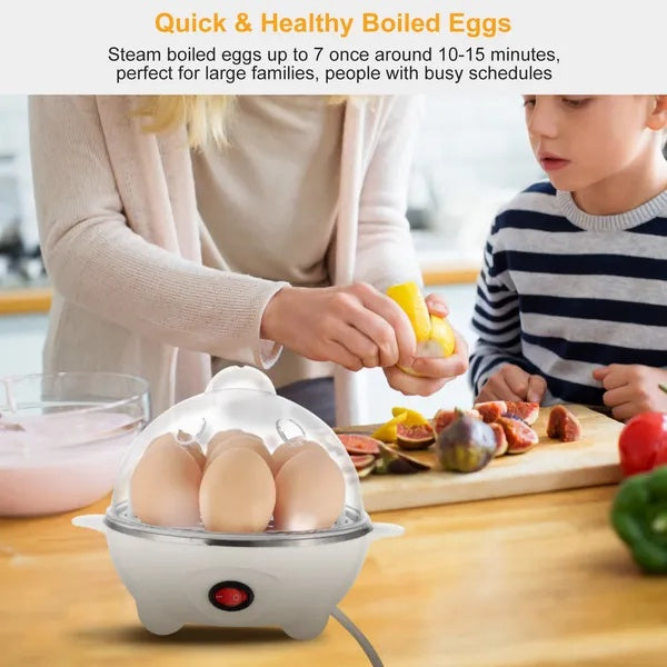 Electric Egg Cooker 7-Capacity BPA-Free Hard-Boiled Egg Maker W/ Auto-Off Measuring Cup