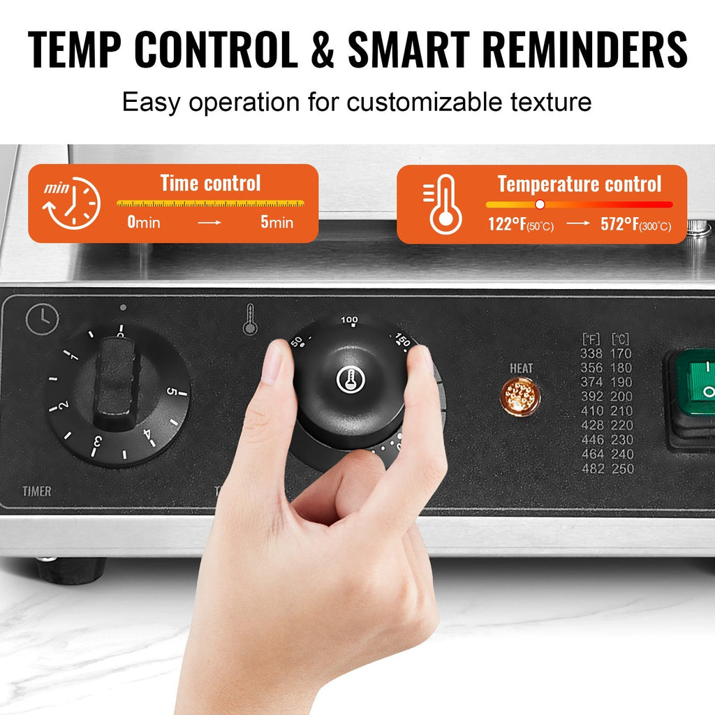 4PCS Commercial Waffle Maker Round Waffle Iron Machine 1750W Non-Stick