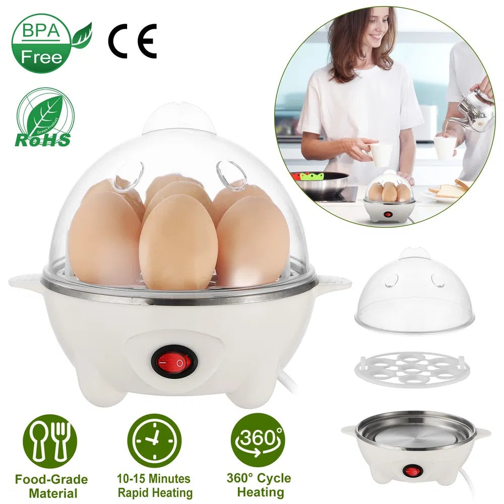 Electric Egg Cooker 7-Capacity BPA-Free Hard-Boiled Egg Maker W/ Auto-Off Measuring Cup