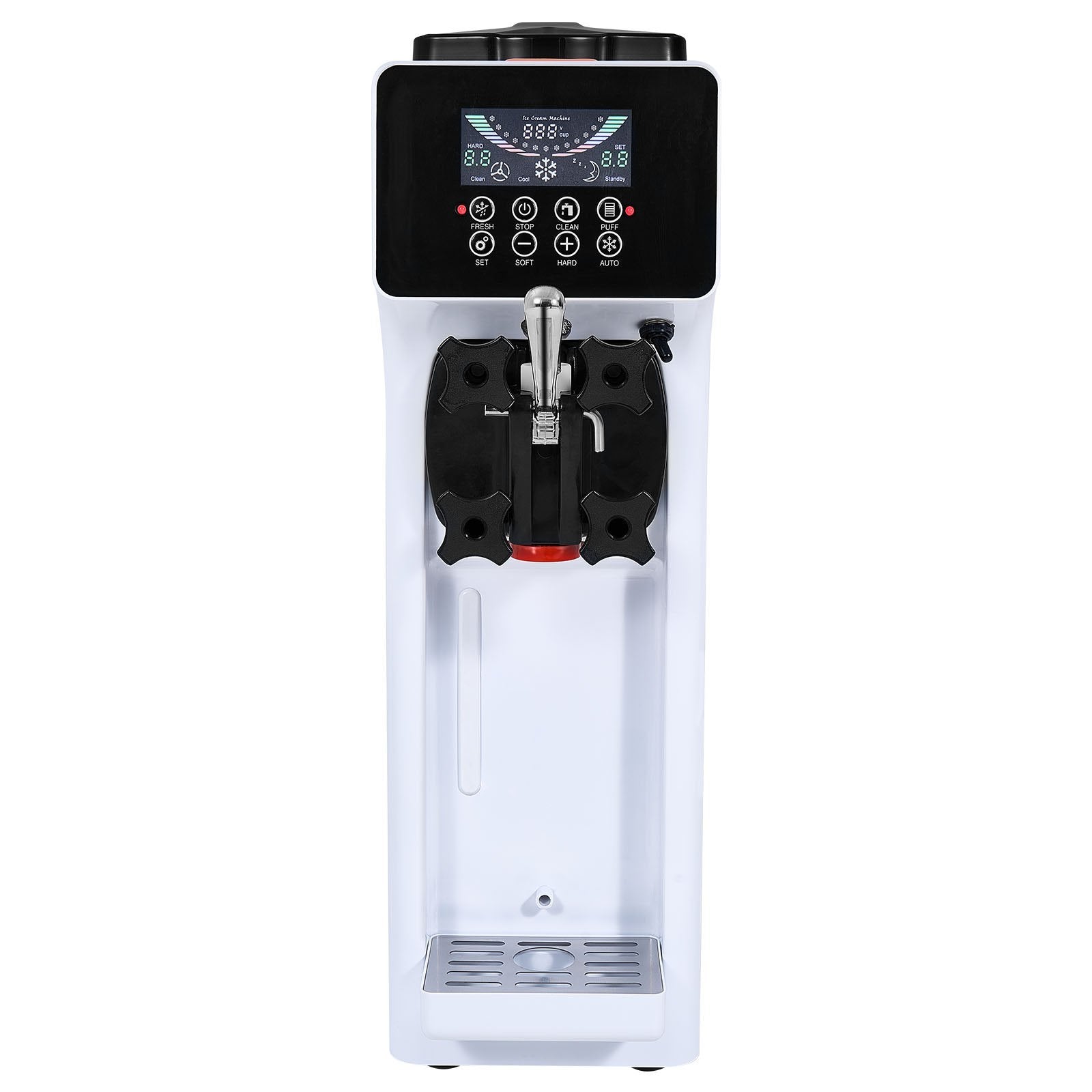 Commercial Ice Cream Machine, 10.6 QT/H Yield, 1000W Single Flavor Countertop Soft Serve Ice Cream Maker, With 4L Hopper 1.6L Cylinder, LCD Panel Auto Clean Pre-cooling, For Restaurant Snack Bar