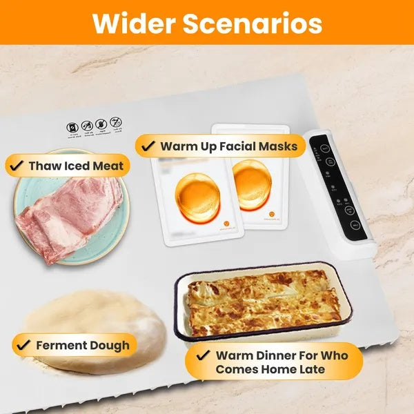 Electric Warming Tray Smart Food Warmer Roll Up Heating Pad With Adjustable Temperature Control 3 Auto Timer Settings