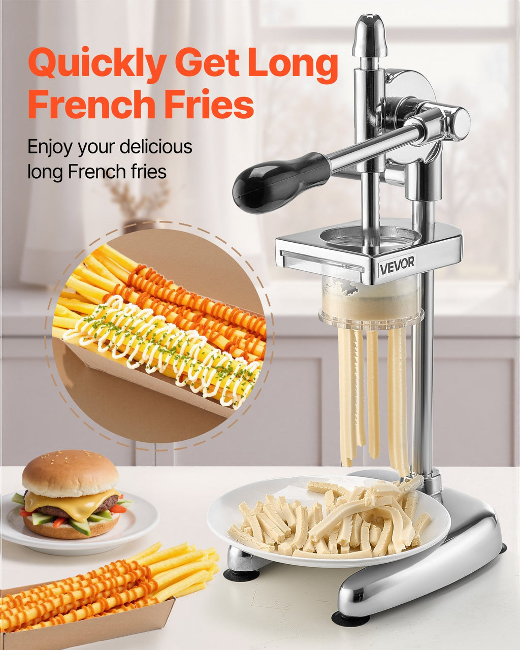 Manual Long French Fries Squeezer Stainless Steel Mashed Potato Extruder